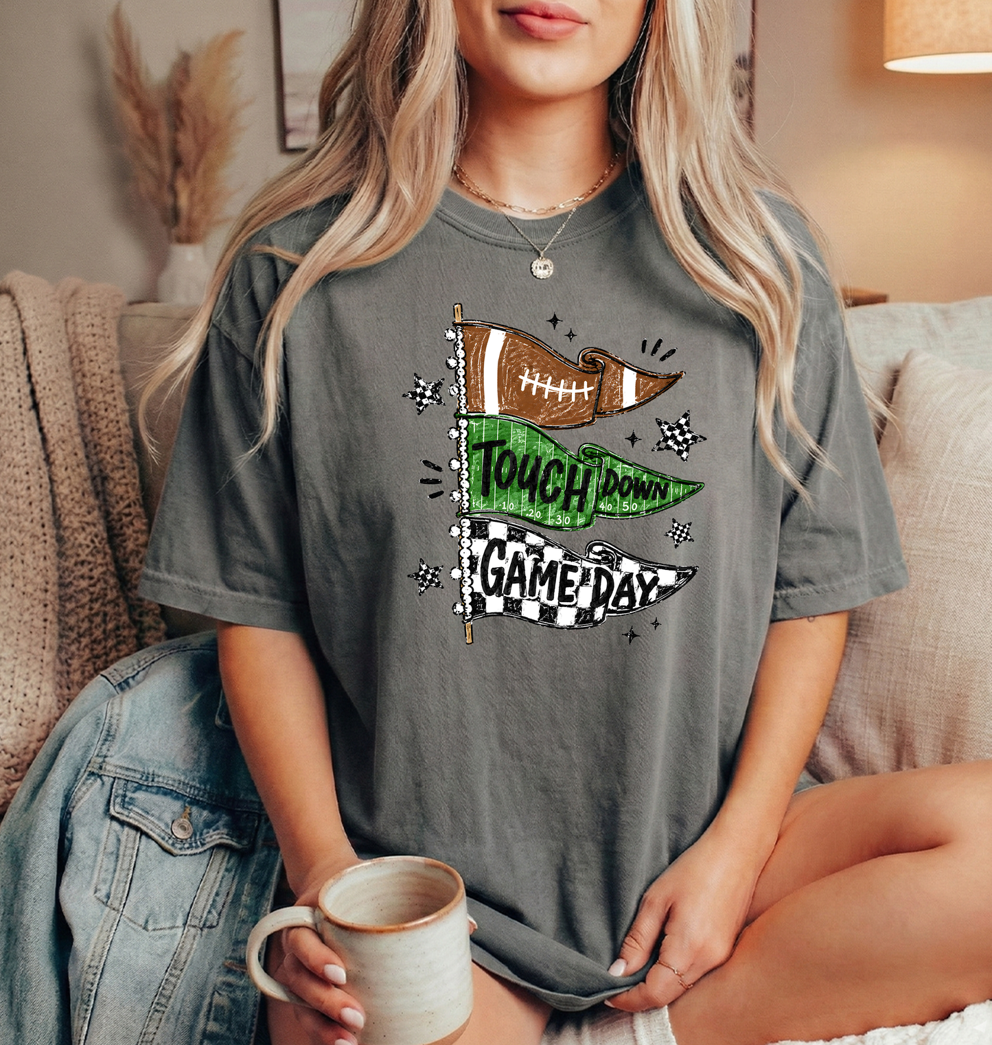 Football flags unisex comfort colors gray tshirt