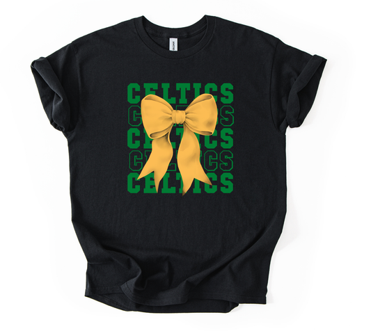 Gold bow black unisex Gildan tshirt