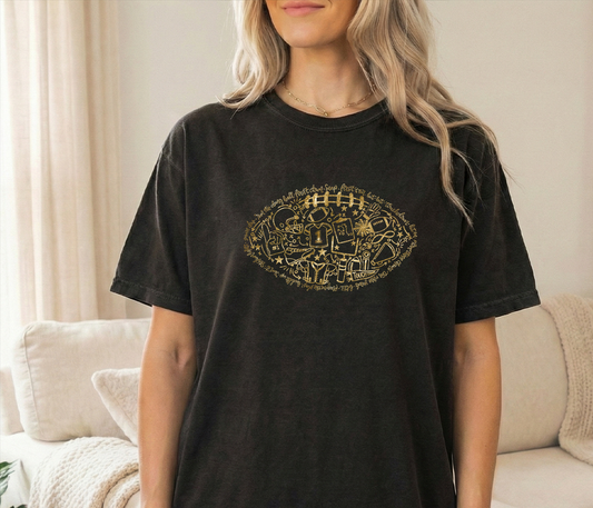 Gold football Unisex Black Comfort Colors Tshirt