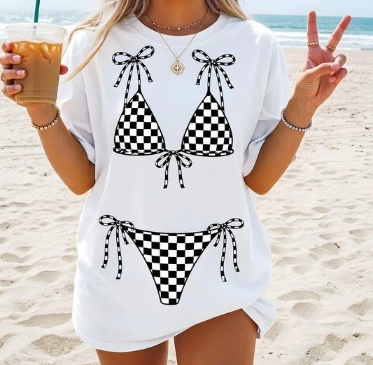 Comfort colors unisex White checkered bikini t shirt