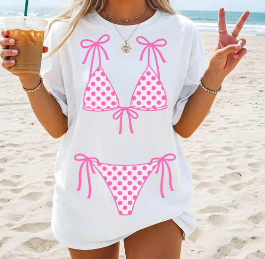 Comfort colors unisex white pink bikini t shirt