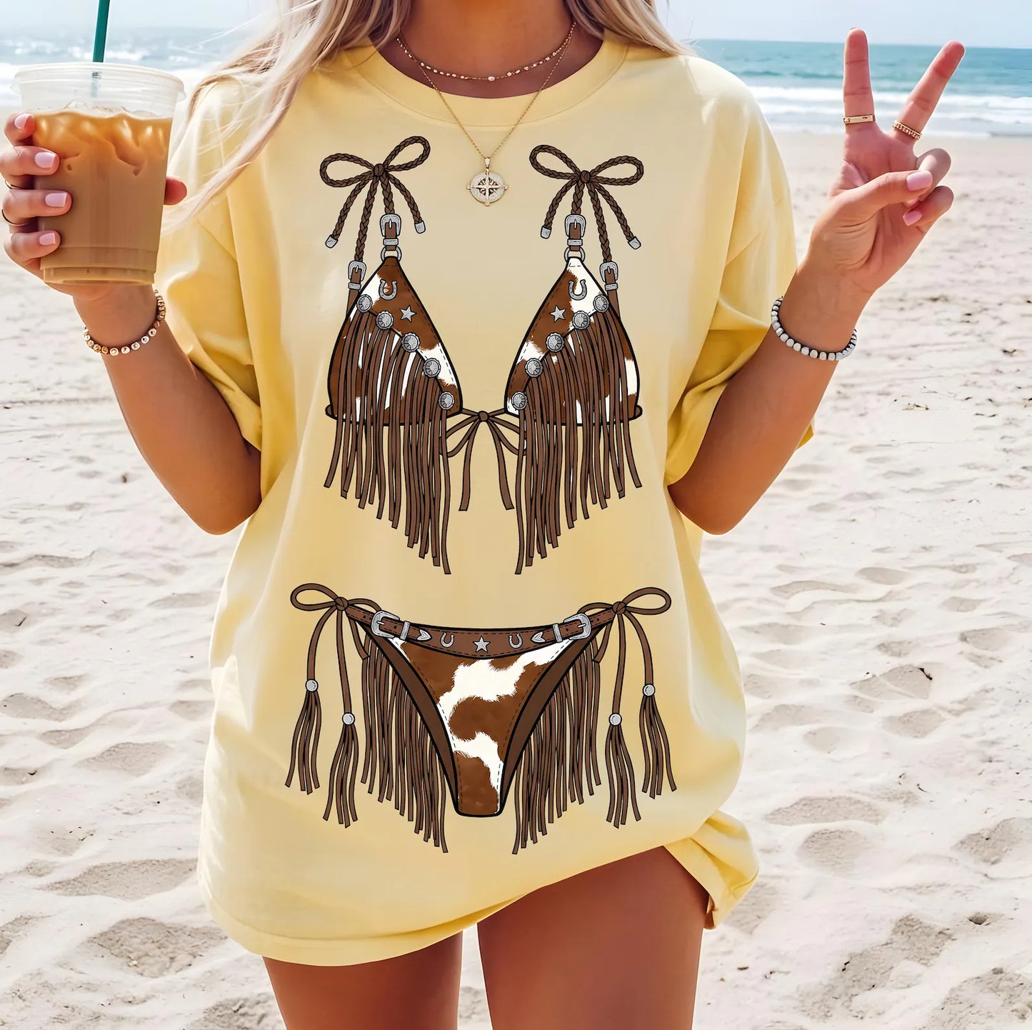 Comfort colors unisex Butter bow print bikini t shirt