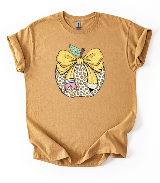 Leopard Apple Unisex Gildan Old Gold Tshirt