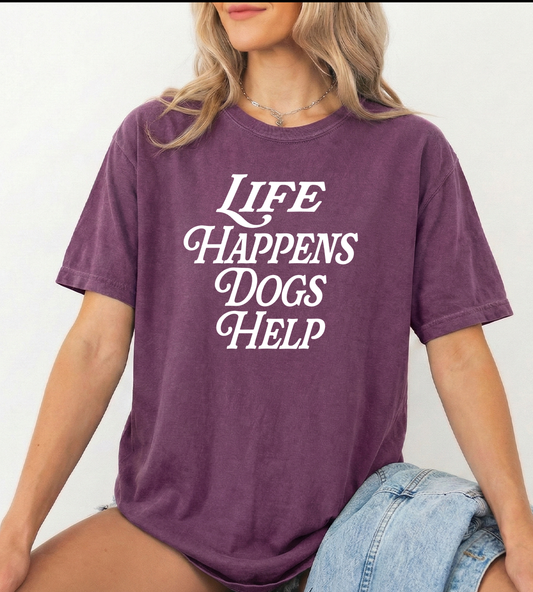 Dogs Help Unisex Berry Comfort Colors Tshirt