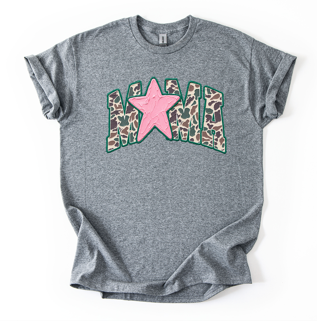 Mama Star Camo Unisex Graphite Gildan Tshirt