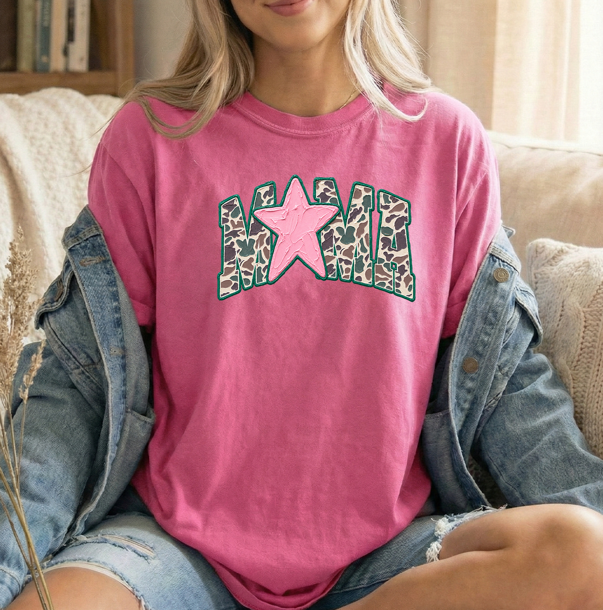 Mama Star Camo Unisex Crunchberry Comfort Colors Tshirt