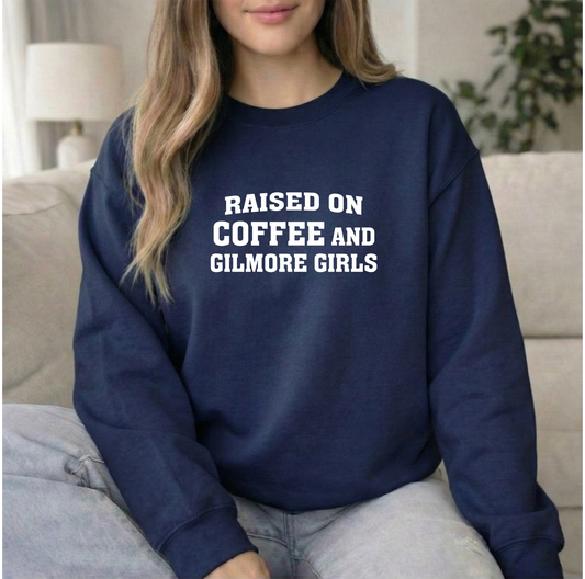 Raised on GG Unisex Navy Gildan Crewneck Sweatshirt