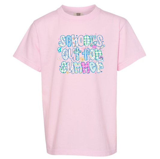 Schools out printed Unisex Comfort colors Blossom T