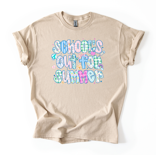 Schools out printed YOUTH Gildan Sand T