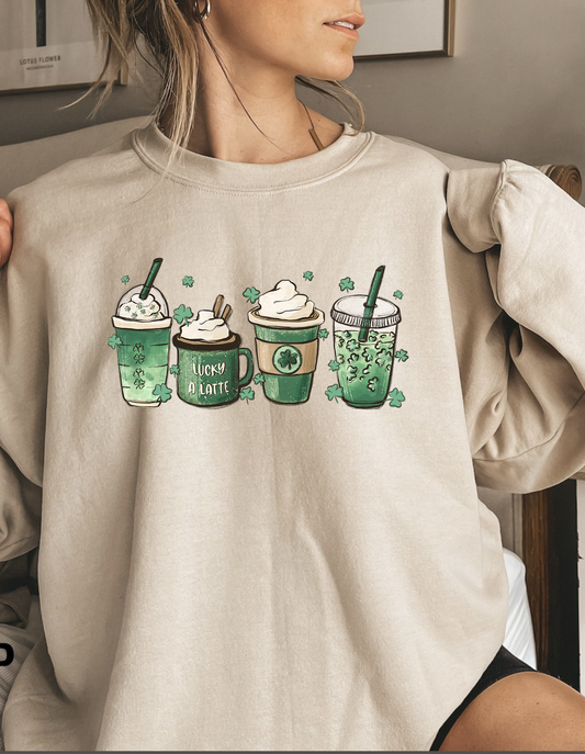 Lucky Latte Sand Crewneck Sweater