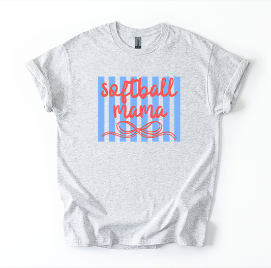 Striped softball mom unisex Ash Gildan t shirt