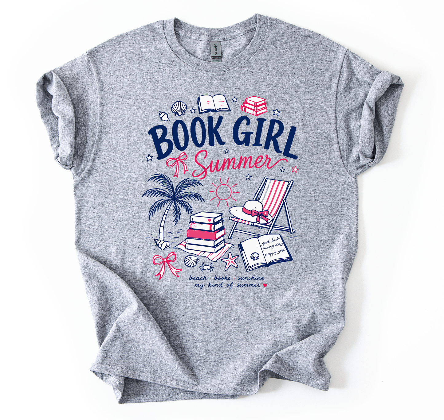 Book girl summer Unisex Gildan Sports Grey Tshirt