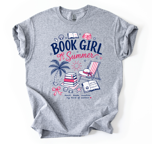 Book girl summer Unisex Gildan Sports Grey Tshirt
