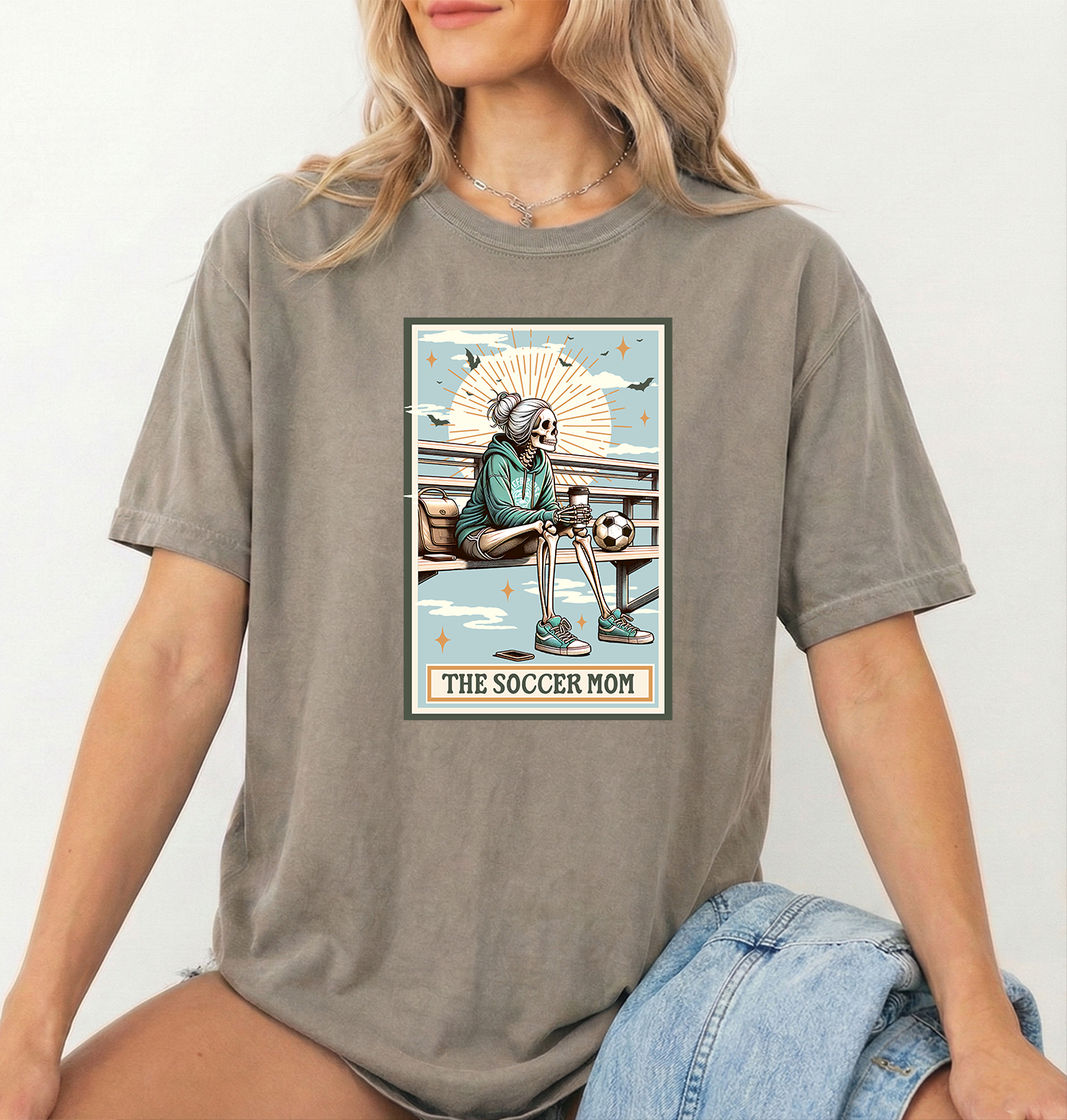 The soccer mom Unisex Khaki Comfort Colors Tshirt