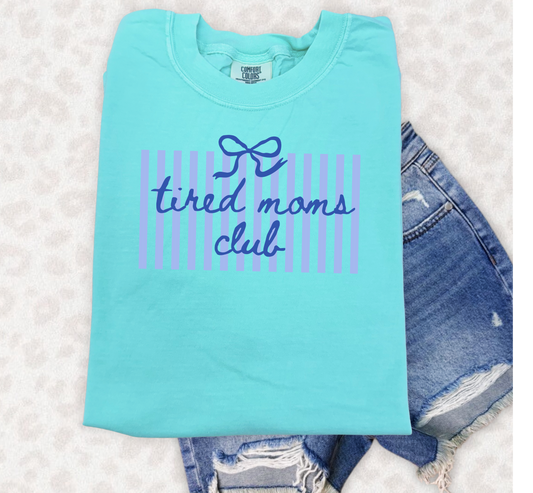 Tired mom blue Unisex comfort colors chalky mint Tshirt
