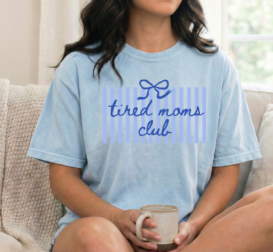 Tired mom blue Unisex comfort colors chambray shirt