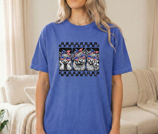 USA cow flo blue unisex Comfort colors Tshirt