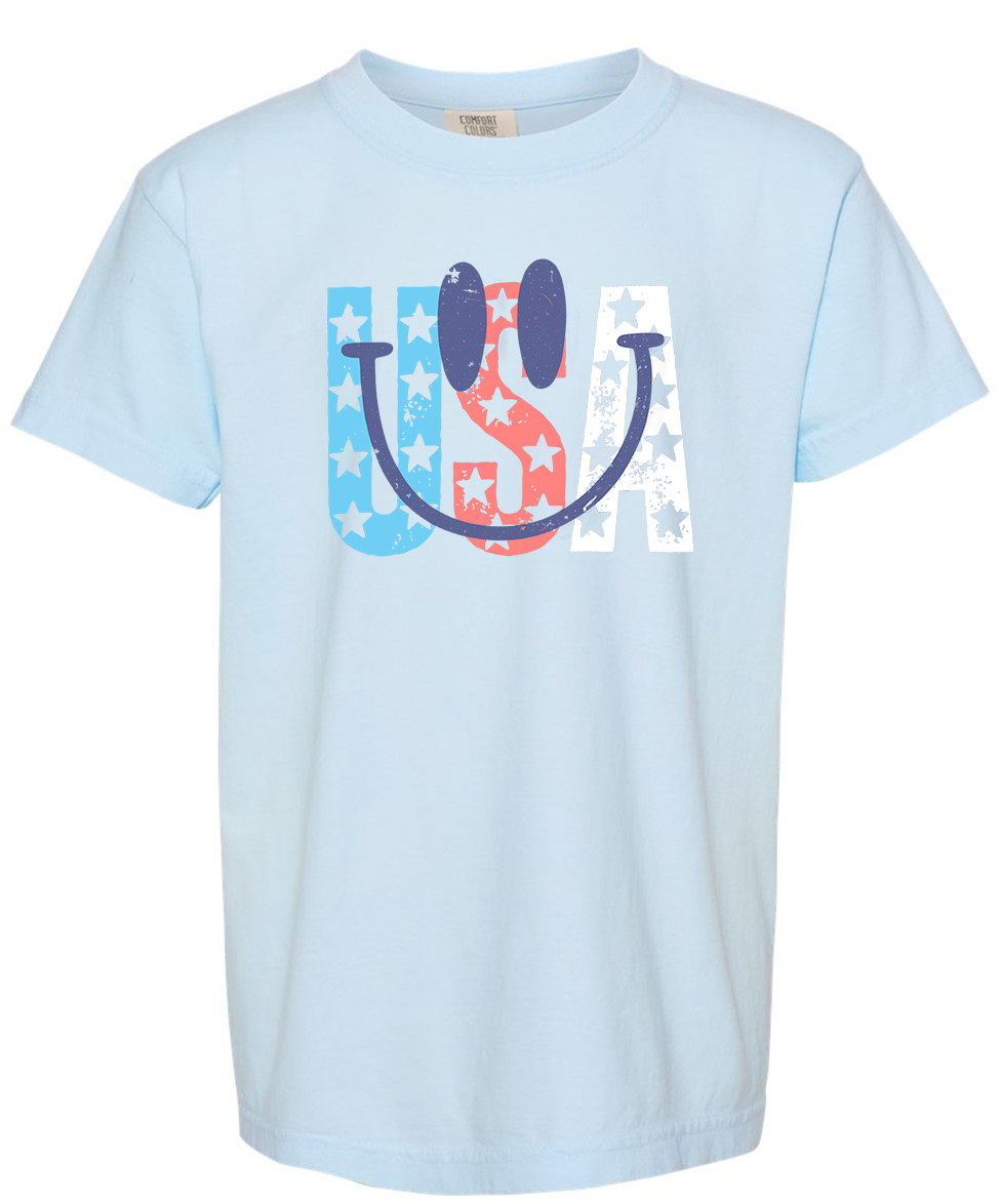 Usa Smile Youth Chambray Comfort Colors Tshirt