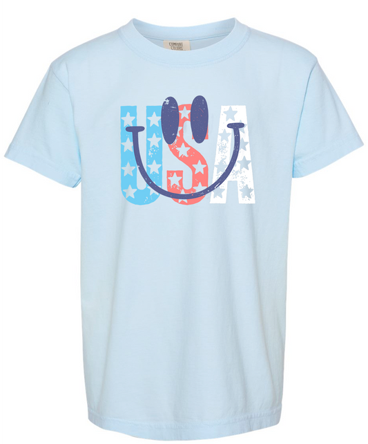 Usa Smile Youth Chambray Comfort Colors Tshirt