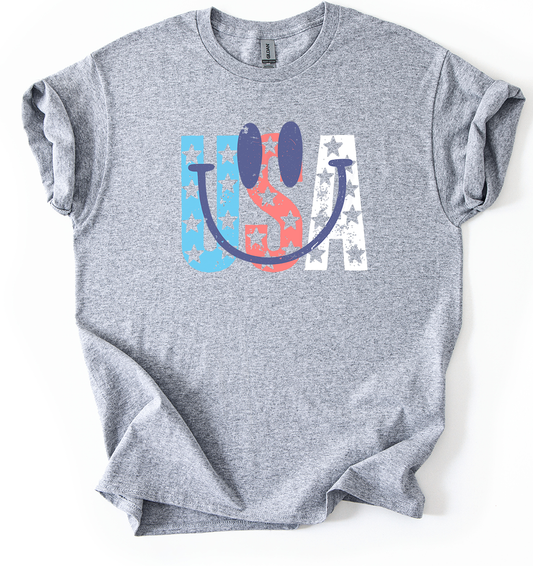 Usa Smile Unisex Sports Grey Gildan Tshirt