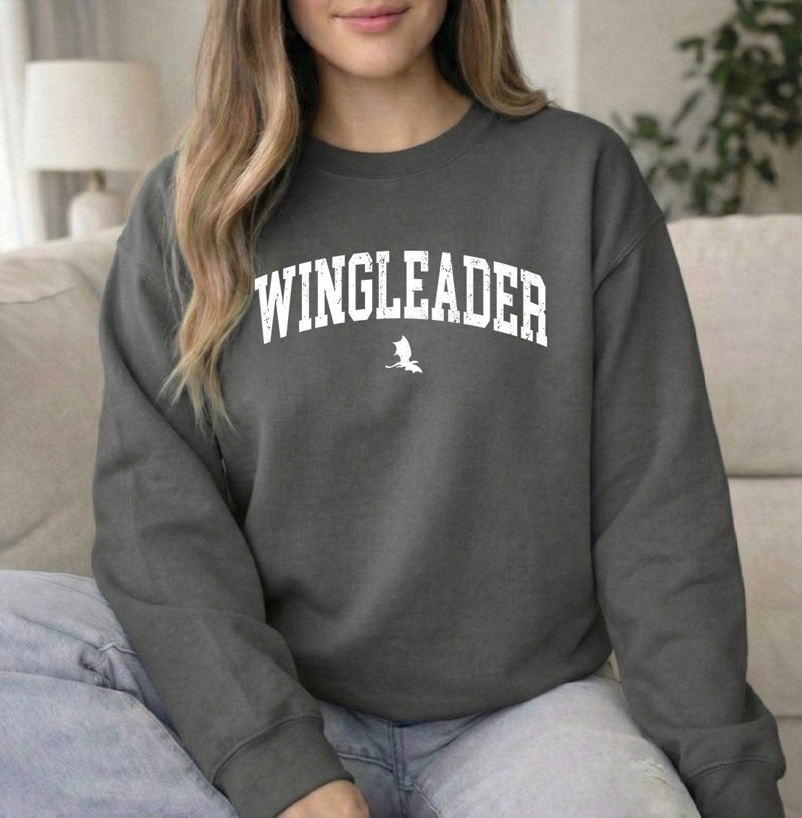 Wingleader Unisex Charcoal Gildan Crewneck Sweatshirt